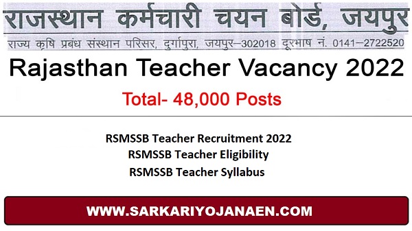 RSMSSB Teacher Recruitment 2022, RSMSSB Teacher Vacancy | RSMSSB ...